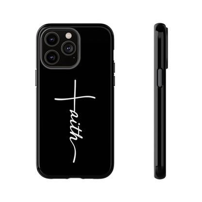 Faith Cross Phone Case, Christian Aesthetic Minimalist Black Matte Case, Religious Gift iPhone Samsung Cover