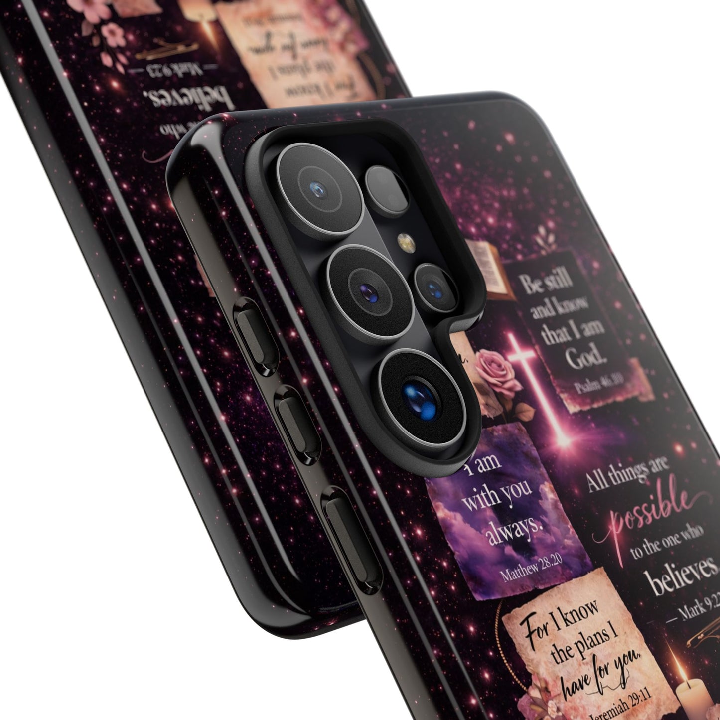 Christian Bible Verse Phone Case Pink Floral Faith Tough Protective Cover Gift