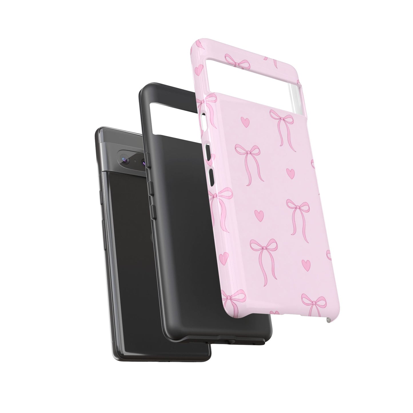 Pink Bow Heart Aesthetic Phone Case – Coquette Cute Tough Cover