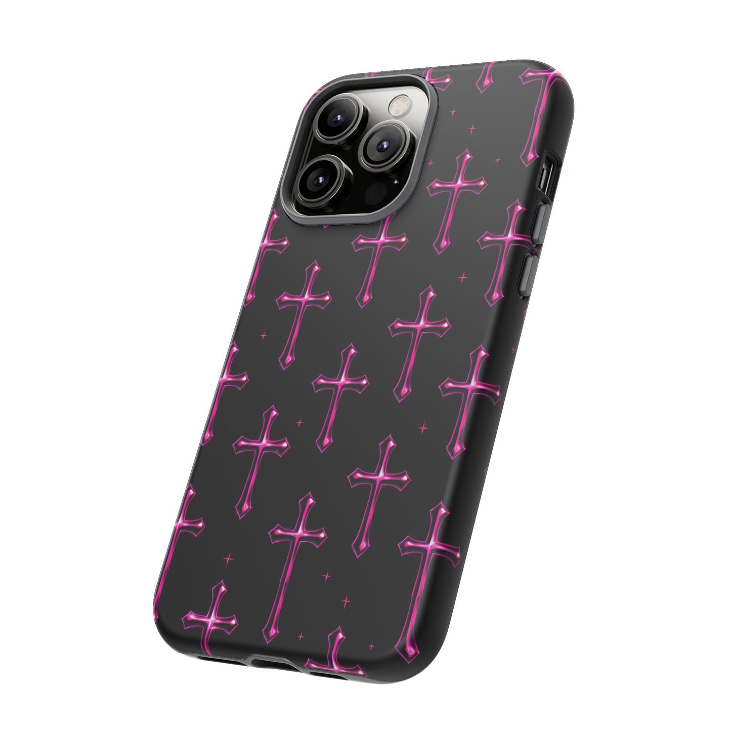 Neon Pink Cross Pattern Phone Case | Tough Protective Case for Iphone, Samsung Galaxy and Pixel