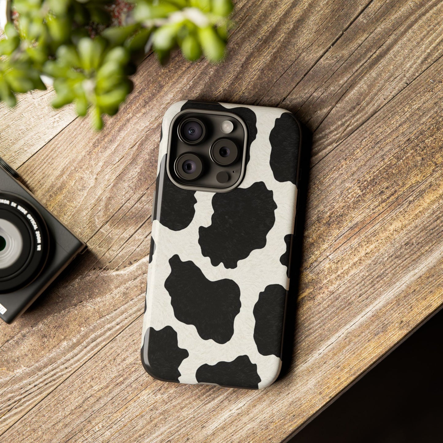 Black & White Cow Print Phone Case | Western Aesthetic iPhone & Samsung Tough Case
