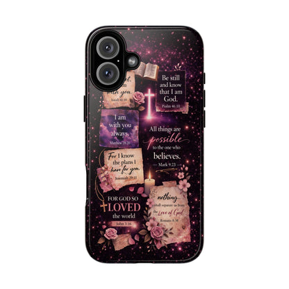 Christian Bible Verse Phone Case Pink Floral Faith Tough Protective Cover Gift