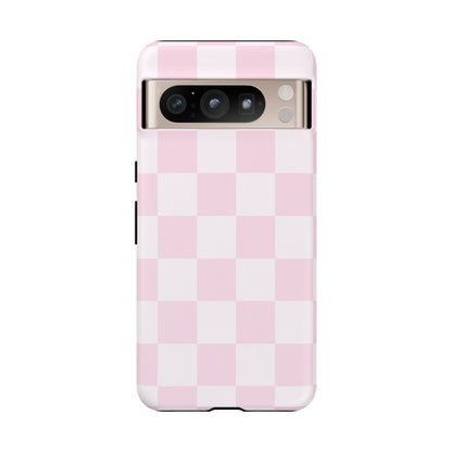 Light Pink Checkerboard Phone Case | Pastel Aesthetic Checkered iPhone & Samsung Tough Case