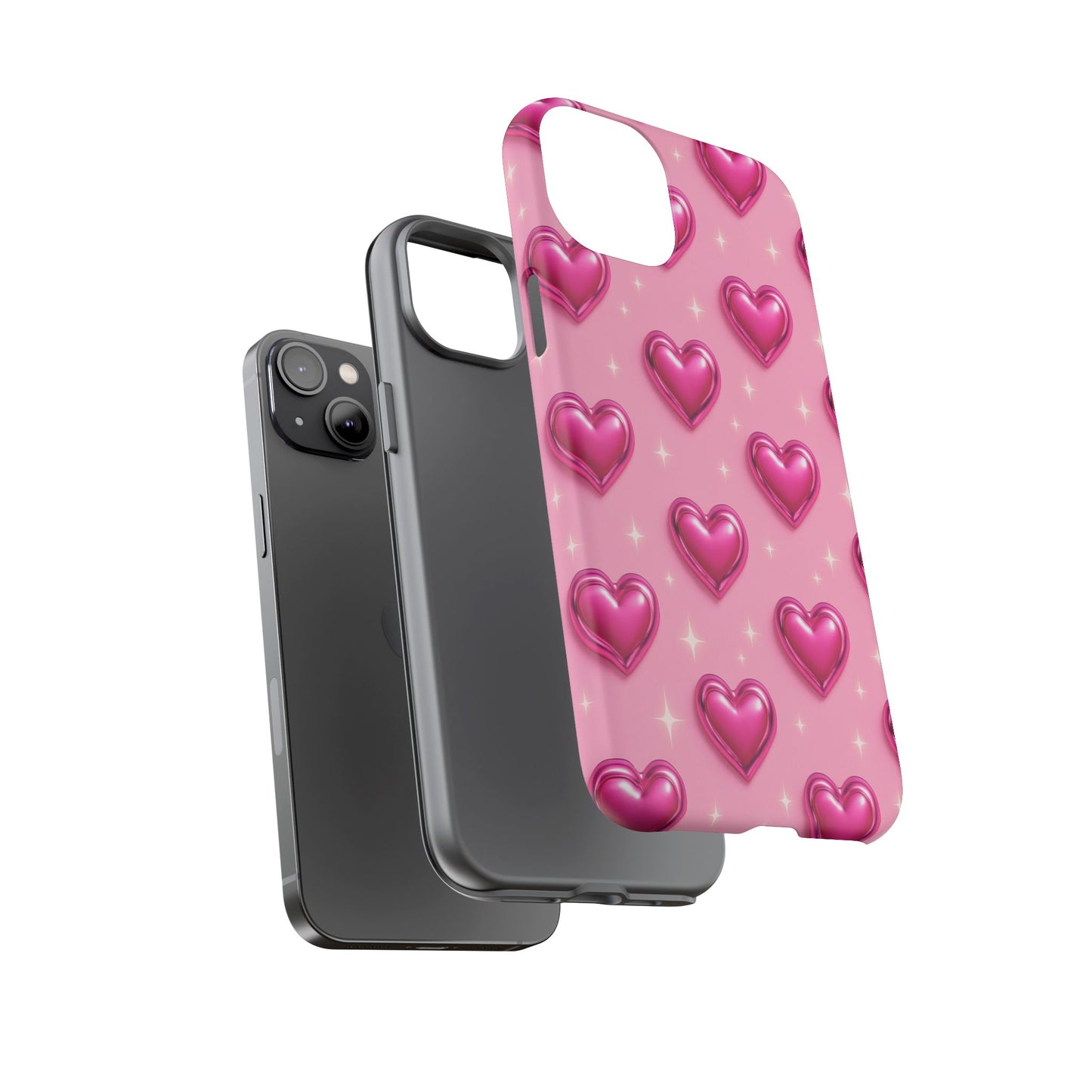 Pink Heart Pattern Phone Case | Tough Protective Case for Iphone, Samsung Galaxy and Pixel