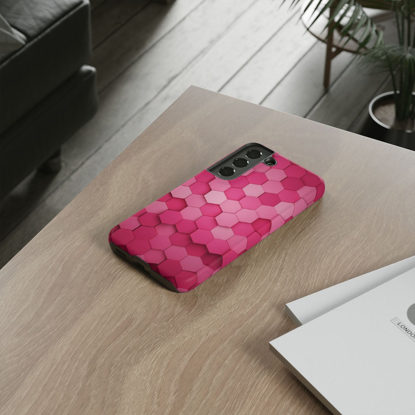 Hot Pink Hexagon Phone Case | Honeycomb Geometric Aesthetic | Cute Pink iPhone & Samsung Tough Protective Case