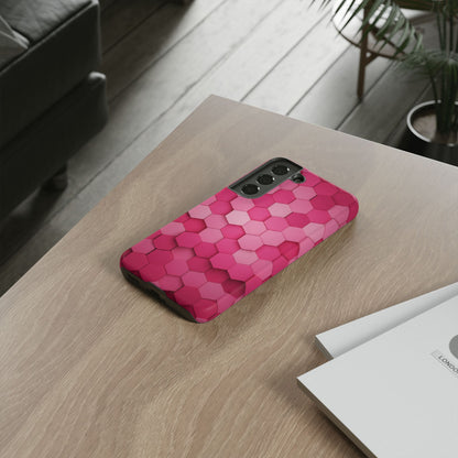 Hot Pink Hexagon Phone Case | Honeycomb Geometric Aesthetic | Cute Pink iPhone & Samsung Tough Protective Case
