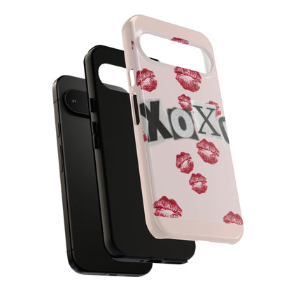 XOXO Kiss Print Phone Case | Coquette Valentine Aesthetic | Cute Pink Lipstick Kiss Tough Case for iPhone & Samsung