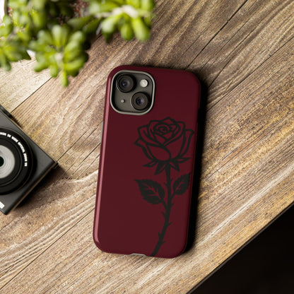 Black Rose Burgundy iPhone Case | Dark Aesthetic Shockproof Protective Cover