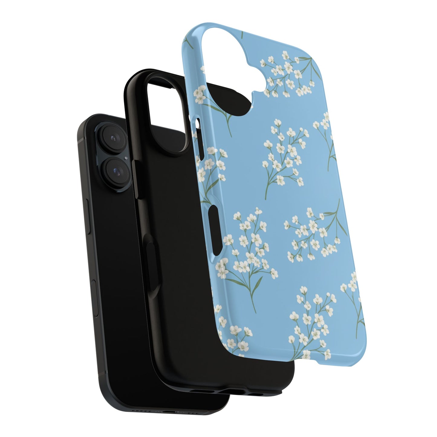 Baby’s Breath Floral Phone Case | Minimal Blue Flower Tough Case