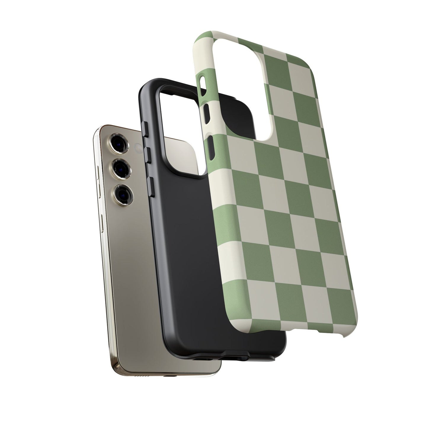 Sage Green Checkerboard Phone Case | Minimal Aesthetic Tough Case