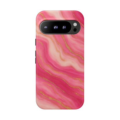 Pink Marble Phone Case | Rose Gold Swirl Aesthetic Tough Protective Case