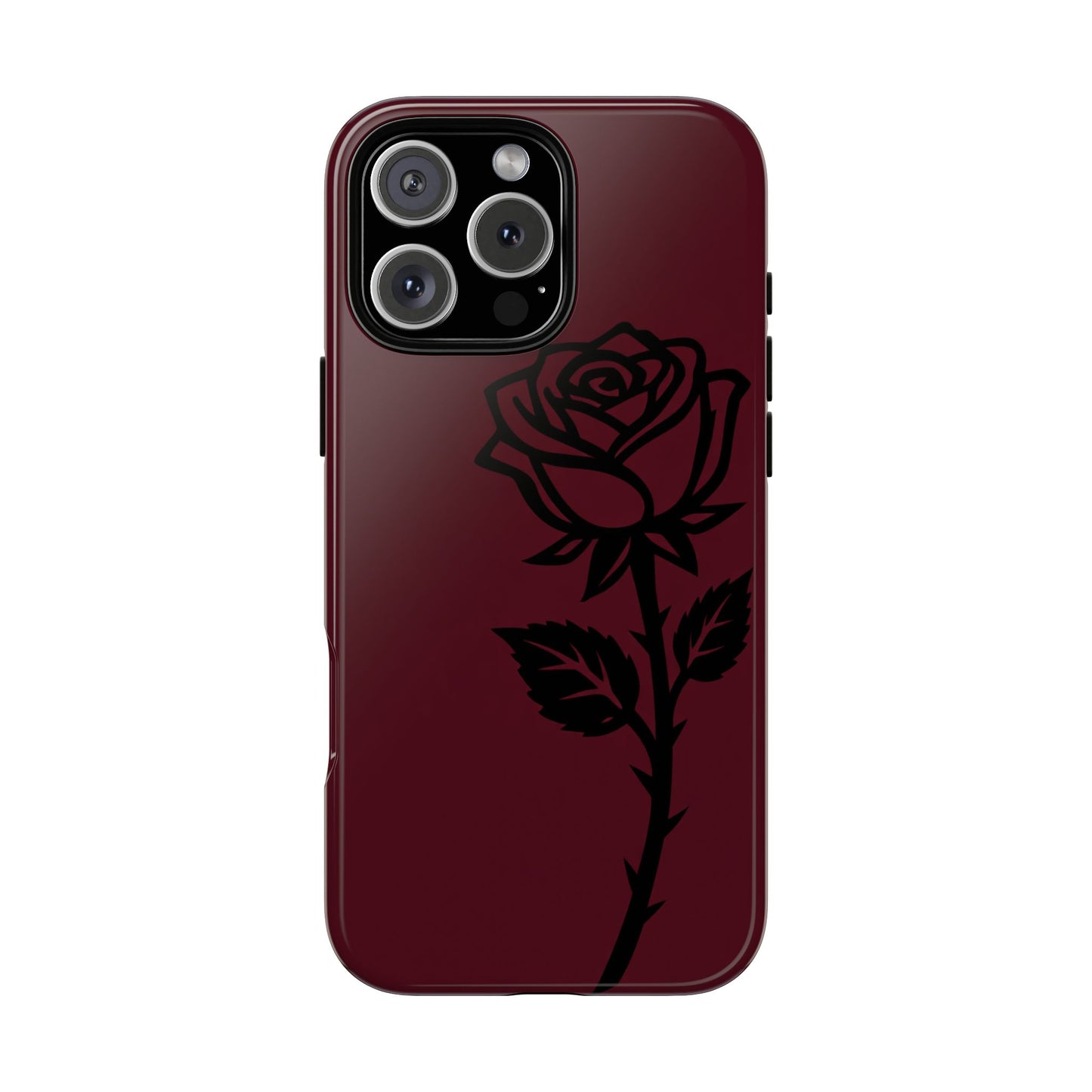 Black Rose Burgundy iPhone Case | Dark Aesthetic Shockproof Protective Cover