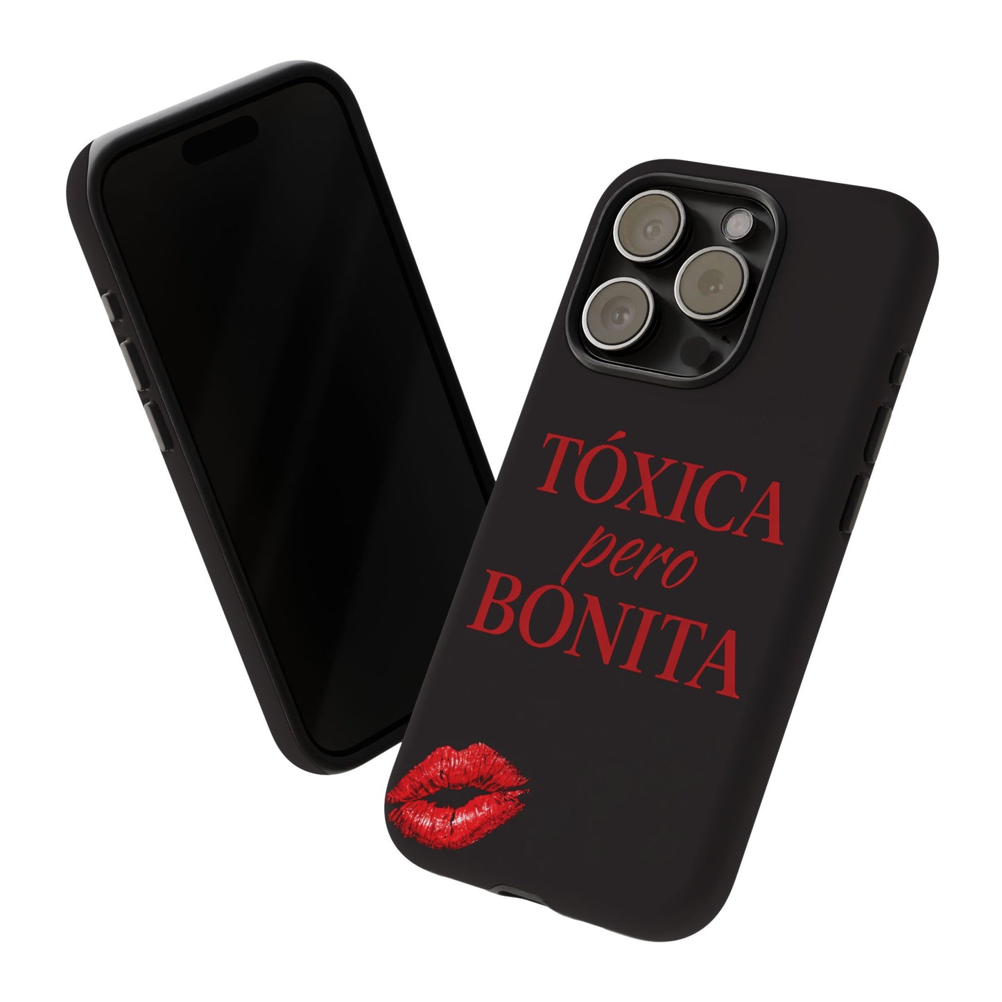 Toxica Pero Bonita Phone Case, Latina Quote Case, Red Lips Aesthetic, Spanish Saying Case, Trendy Tough Cover