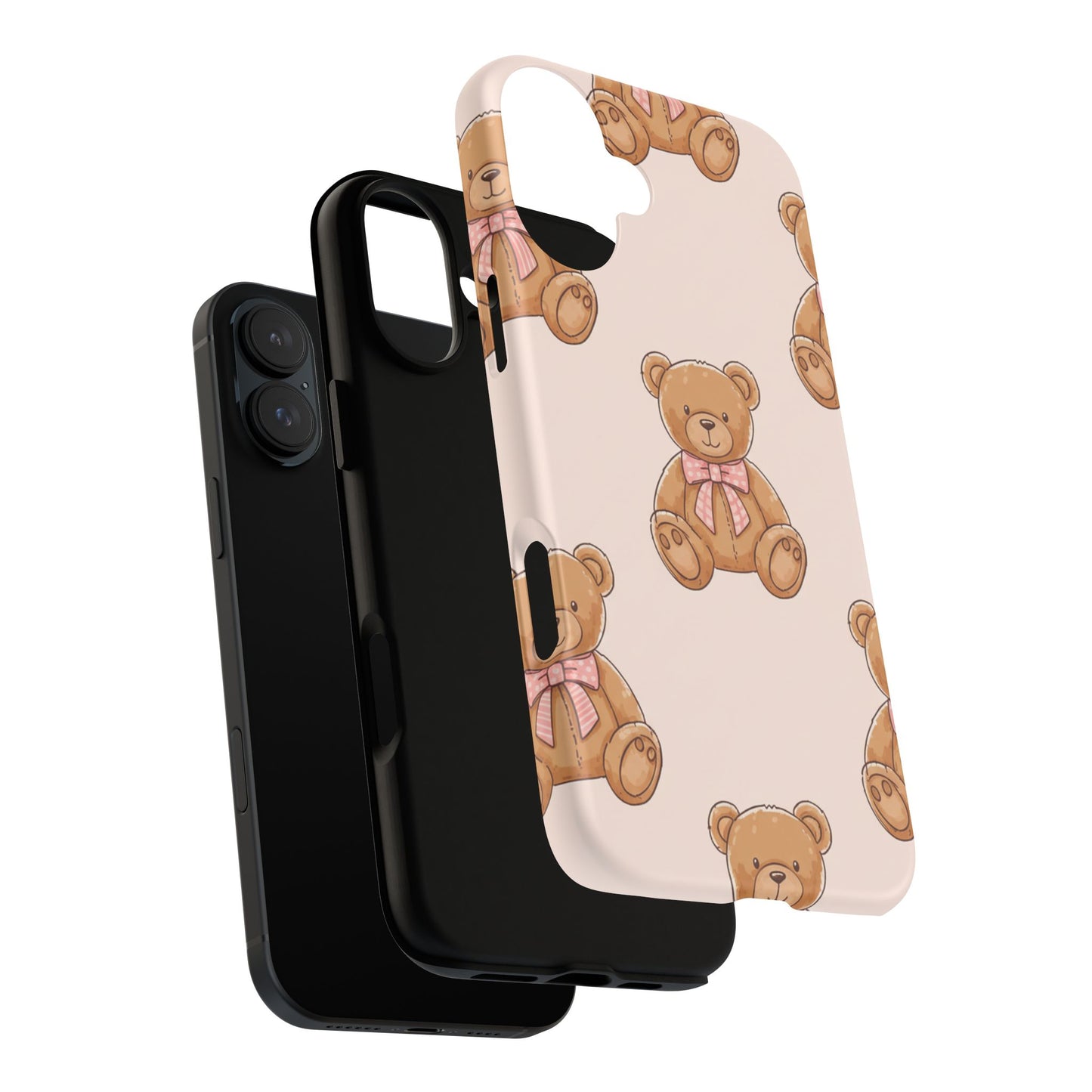 Teddy Bear Phone Case | Cute Coquette Aesthetic Pink Bear Pattern Case | Kawaii Soft Girl iPhone & Samsung Tough Protective Case