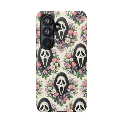 Floral Ghost Face Aesthetic Phone Case – Cute Spooky Tough Cover