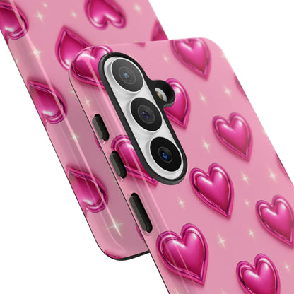 Pink Heart Pattern Phone Case | Tough Protective Case for Iphone, Samsung Galaxy and Pixel