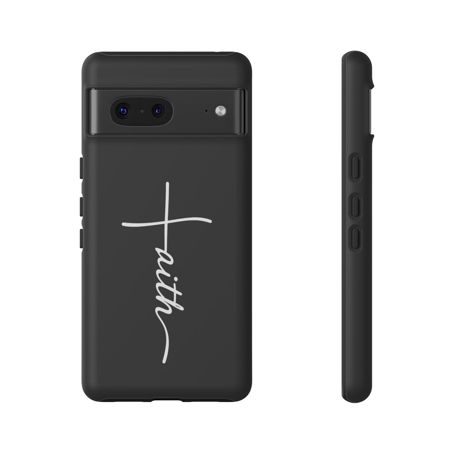 Faith Cross Phone Case, Christian Aesthetic Minimalist Black Matte Case, Religious Gift iPhone Samsung Cover
