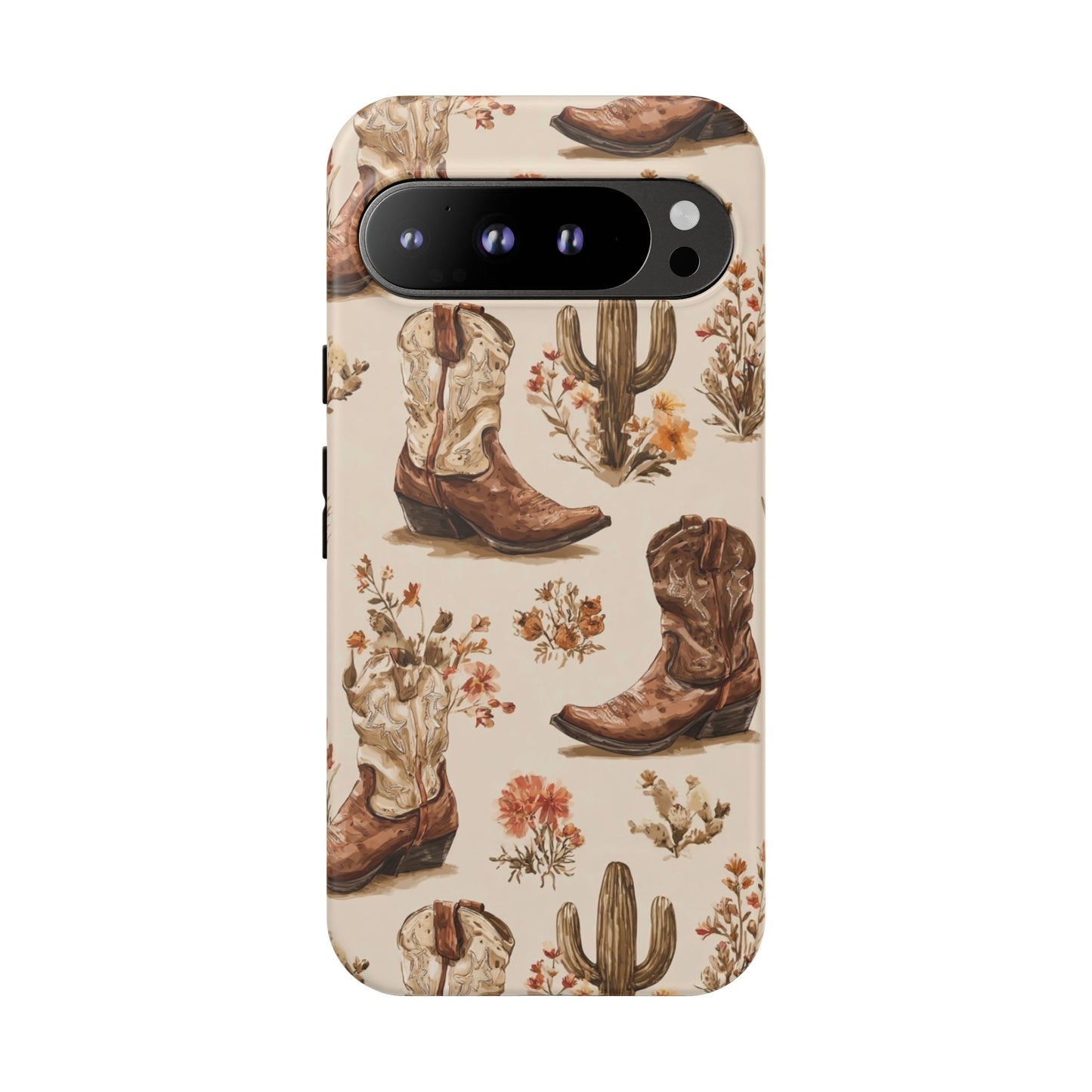 Cowboy Boots Western Phone Case Rustic Cowgirl Cactus Floral iPhone Samsung Pixel