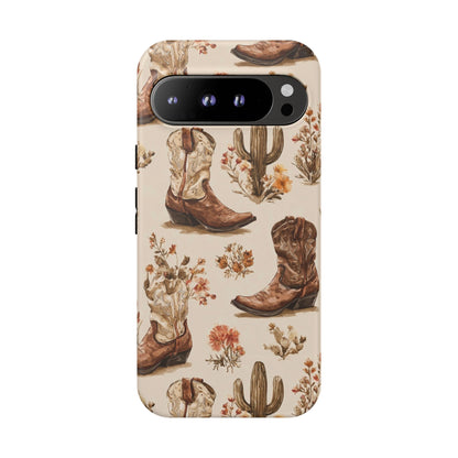 Cowboy Boots Western Phone Case Rustic Cowgirl Cactus Floral iPhone Samsung Pixel