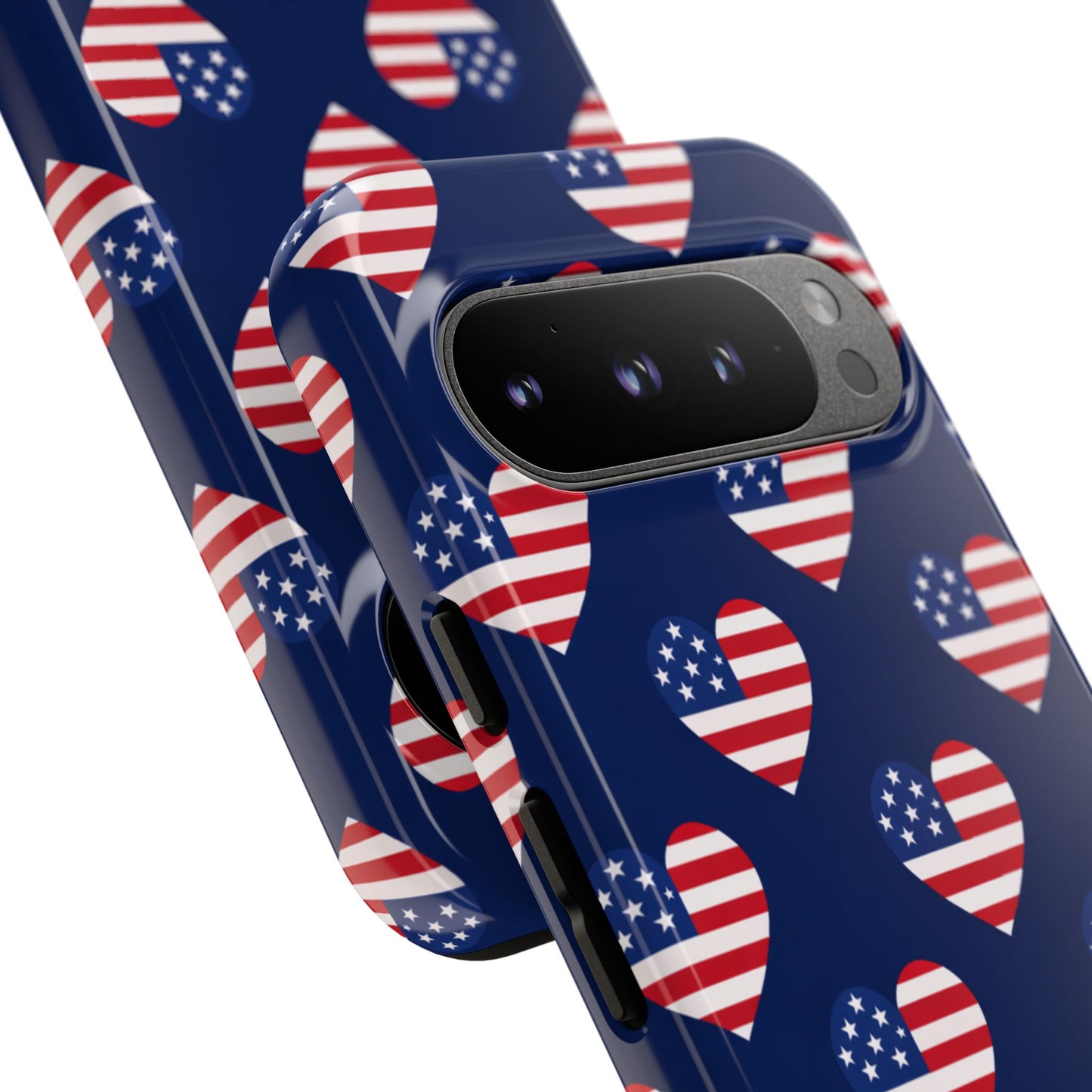 Patriotic American Flag Heart Phone Case – Tough Shockproof, USA Stars & Stripes for Iphone, Samsung Galaxy and Pixel