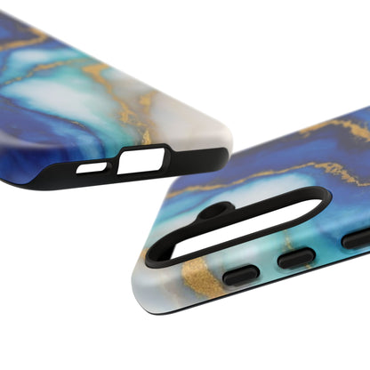 Blue & Gold Marble Phone Case – Luxury Resin Art Tough Case (iPhone, Samsung, Pixel)
