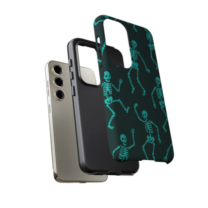 Dancing Teal Skeletons Phone Case | Tough Protective Case for Iphone, Samsung Galaxy and Pixel