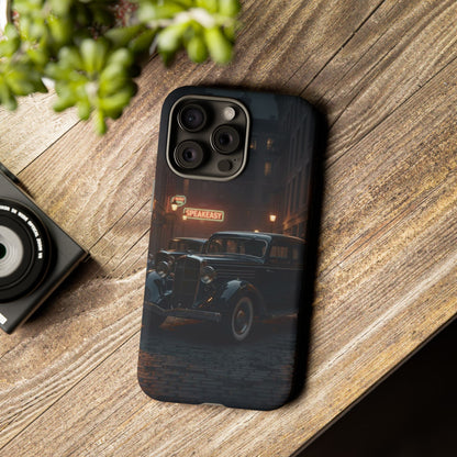 Vintage Classic Car Phone Case | Retro Noir Aesthetic | 1930s Street Scene Tough Case for iPhone & Samsung