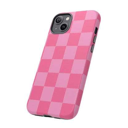 Pink Checkerboard Phone Case | Cute Aesthetic Checkered iPhone & Samsung Tough Case