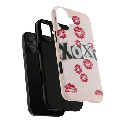 XOXO Kiss Print Phone Case | Coquette Valentine Aesthetic | Cute Pink Lipstick Kiss Tough Case for iPhone & Samsung