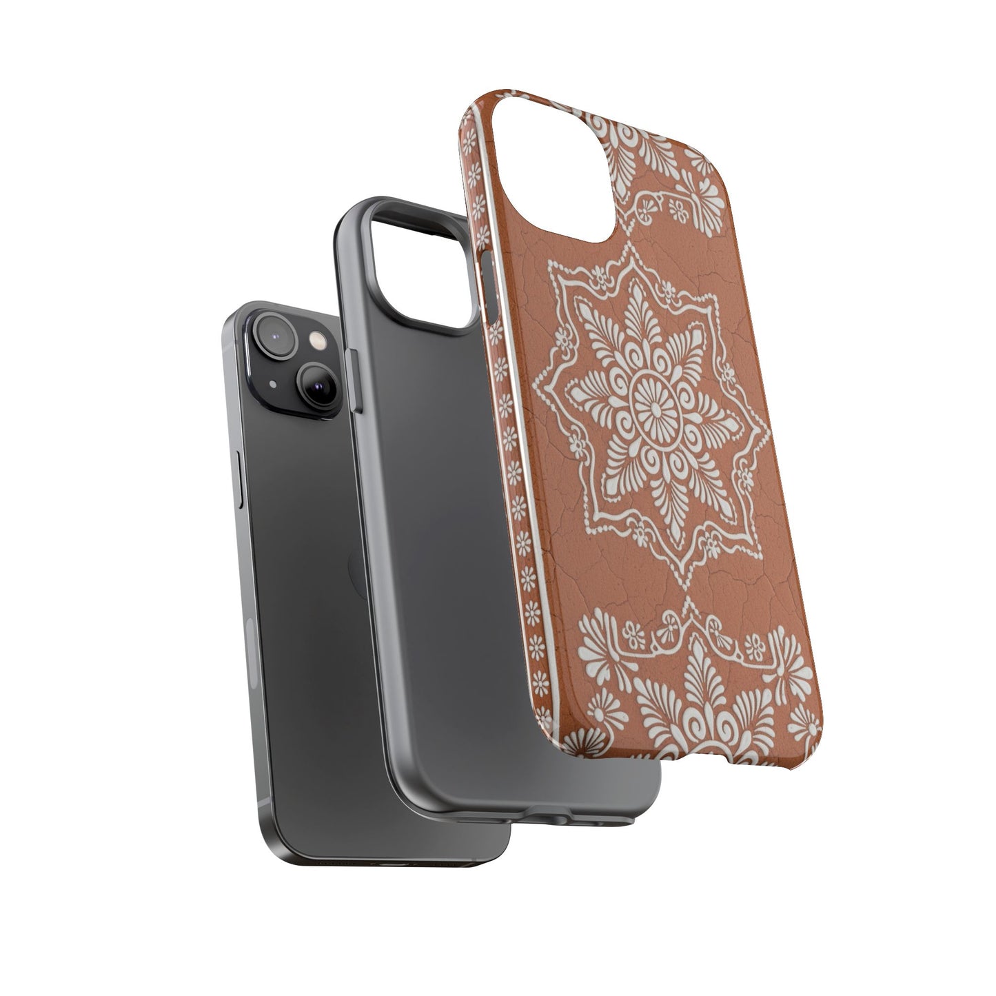 Talavera Terracotta Phone Case | Mexican Floral Pattern iPhone & Samsung Tough Case | Boho Clay Aesthetic Cover