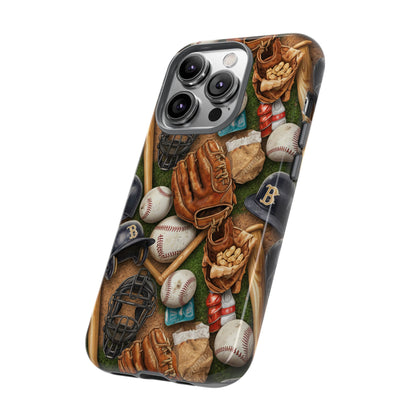 Baseball Gear Collage Phone Case – Vintage Baseball Equipment Sports Tough Case