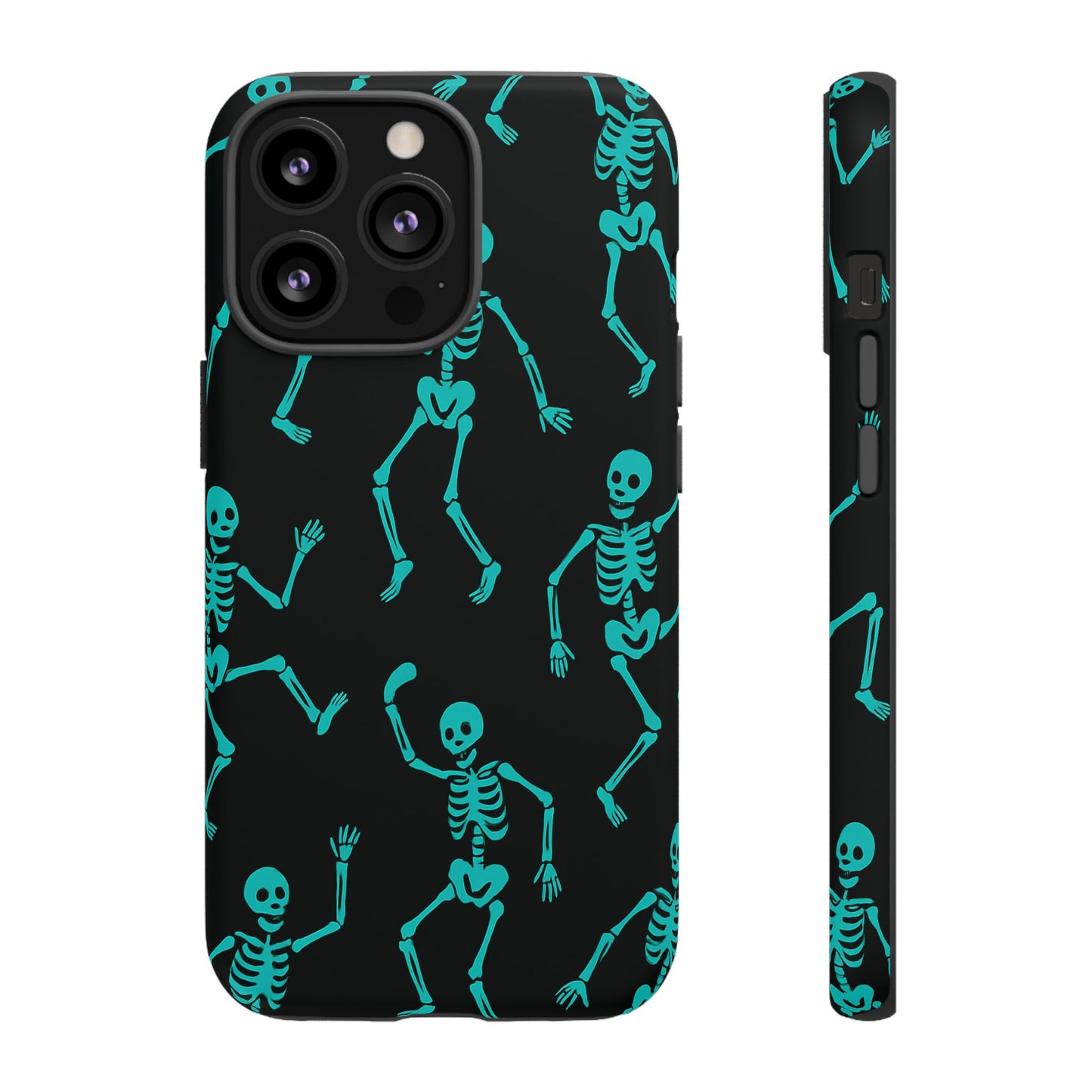 Dancing Teal Skeletons Phone Case | Tough Protective Case for Iphone, Samsung Galaxy and Pixel