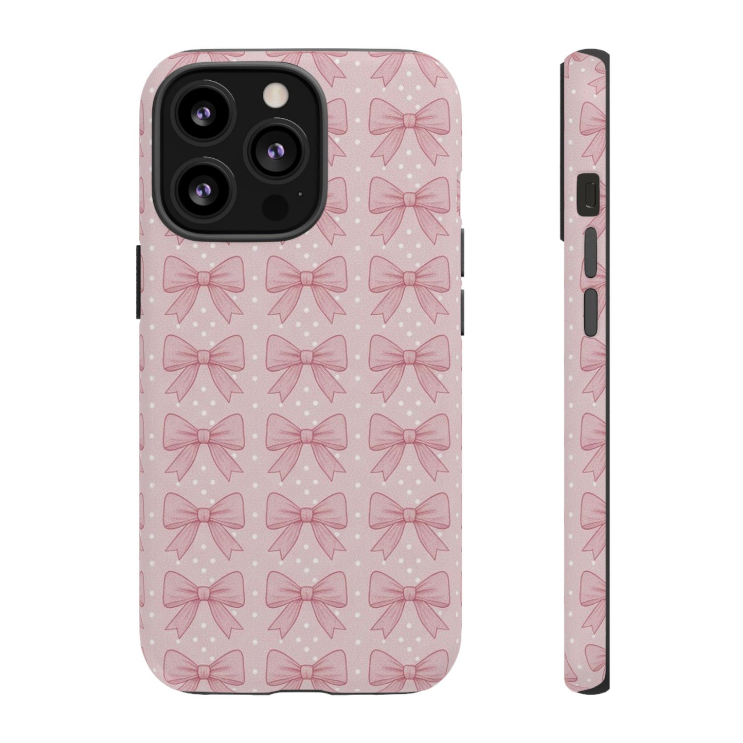 Pink Bow Pattern Phone Case – Soft Coquette Aesthetic Tough Case