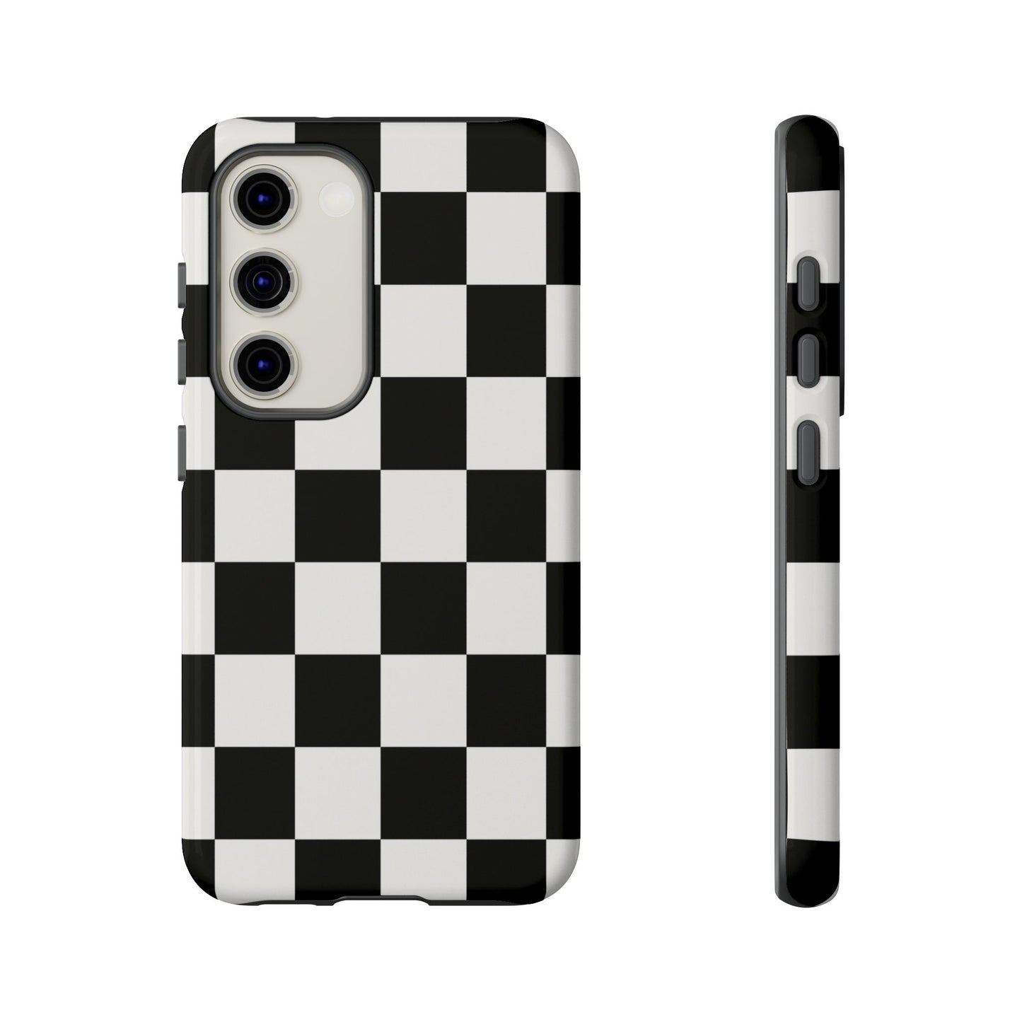 Black & White Checkerboard Phone Case – Classic Aesthetic Tough Protective Case