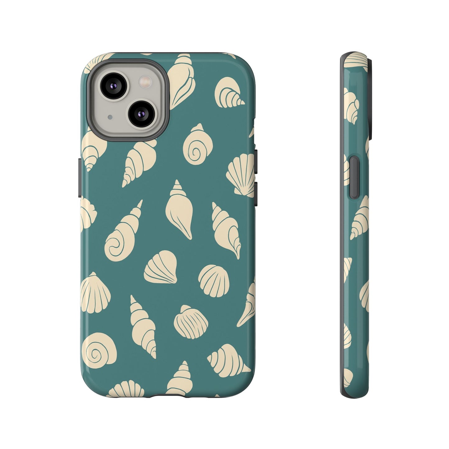 Seashell Pattern Phone Case | Teal Coastal Shells Tough Case for Iphone, Samsung Galaxy and Pixel