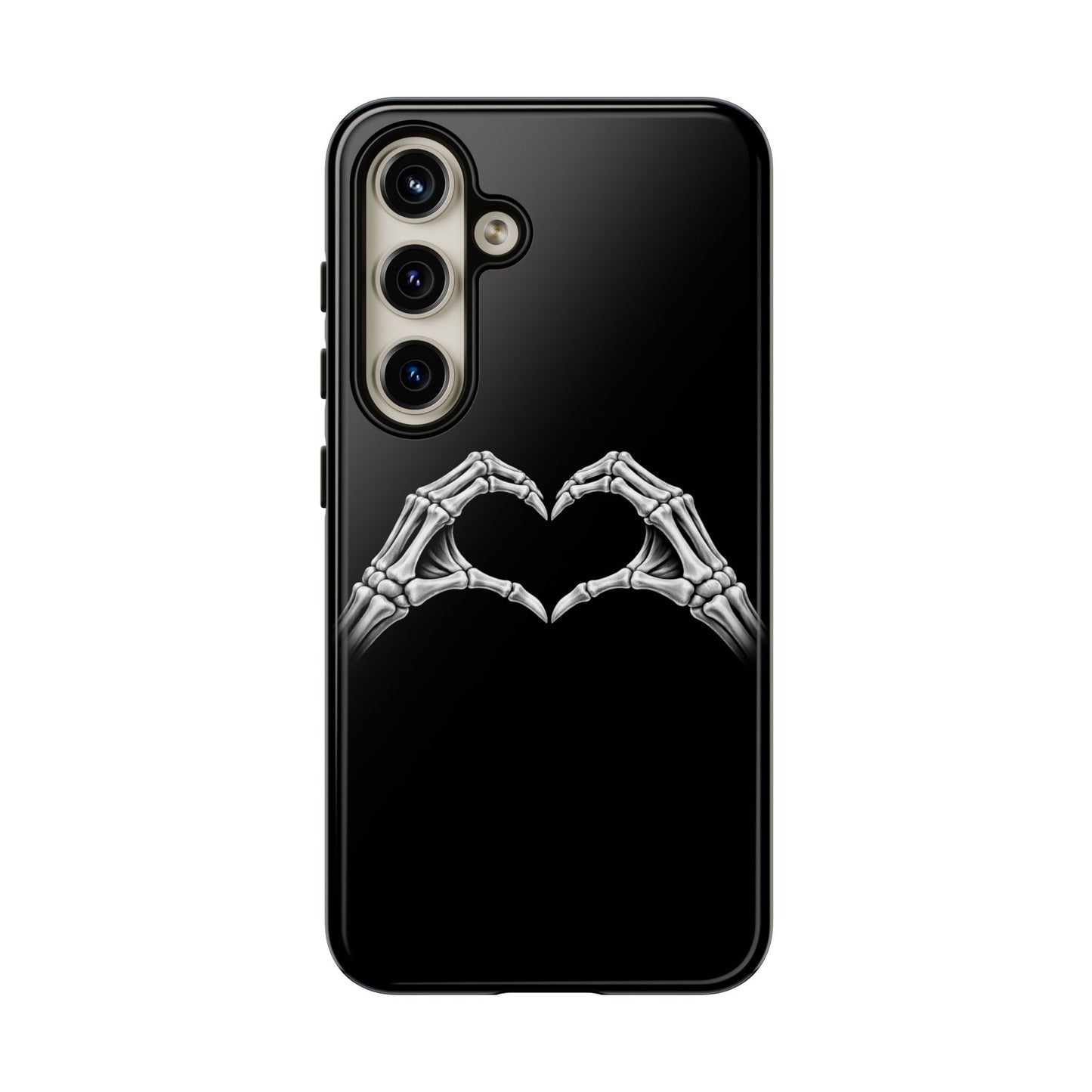 Skeleton Hands Heart Phone Case | Gothic Black Protective Cover