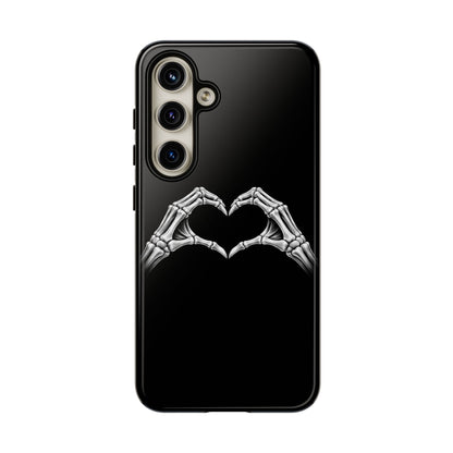 Skeleton Hands Heart Phone Case | Gothic Black Protective Cover