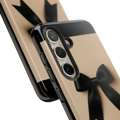 Black Bow Phone Case | Elegant Coquette Bow Design | Chic Neutral Tough Case for iPhone & Samsung