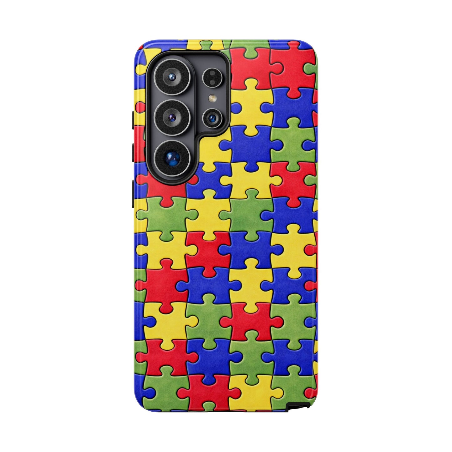 Colorful Puzzle Phone Case, Autism Awareness Jigsaw Design, Tough Protective Case, iPhone & Samsung Case, Vibrant Puzzle Pattern