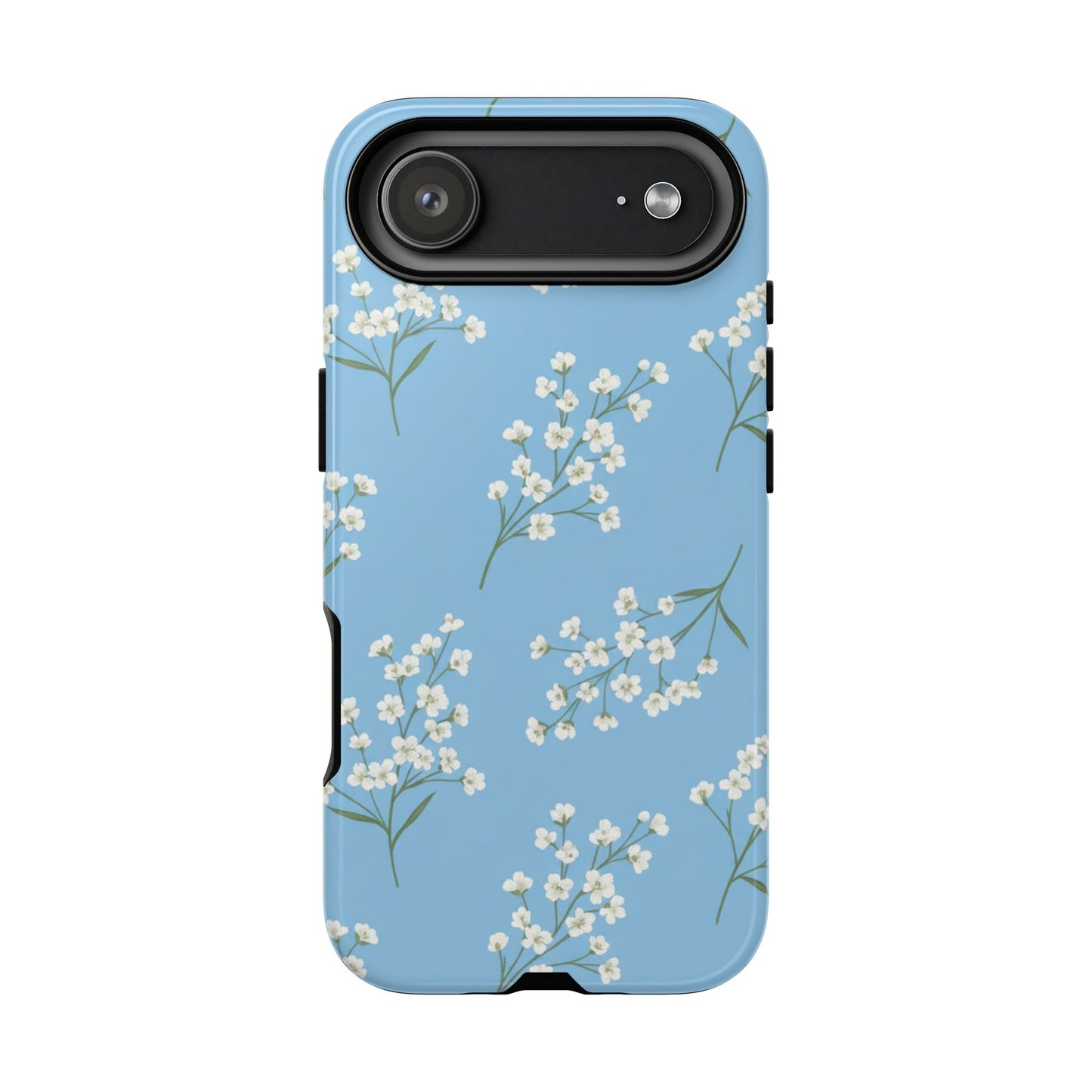 Baby’s Breath Floral Phone Case – Blue Minimal Flower Aesthetic Tough Case