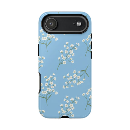 Baby’s Breath Floral Phone Case – Blue Minimal Flower Aesthetic Tough Case
