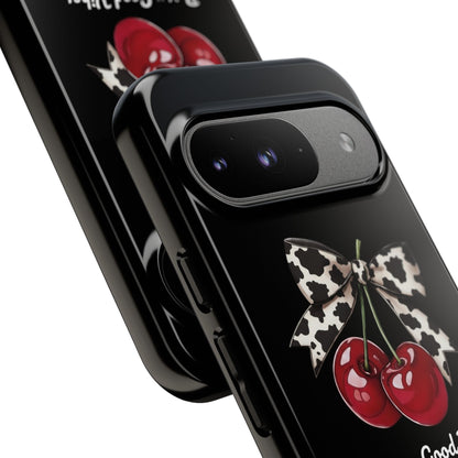 Cherry Cow Print Phone Case | Coquette Bow Aesthetic iPhone & Samsung Tough Case