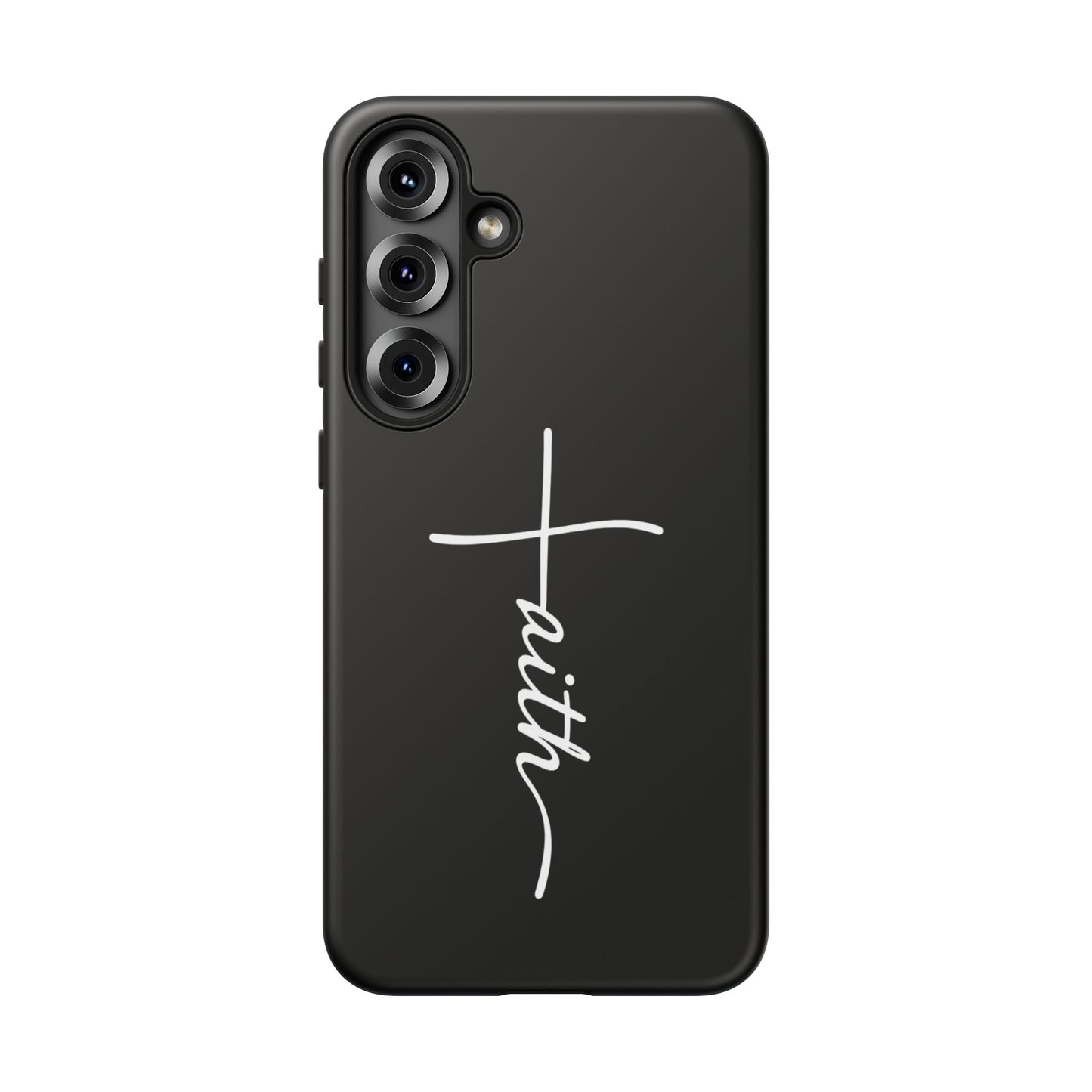 Faith Cross Phone Case, Christian Aesthetic Minimalist Black Matte Case, Religious Gift iPhone Samsung Cover