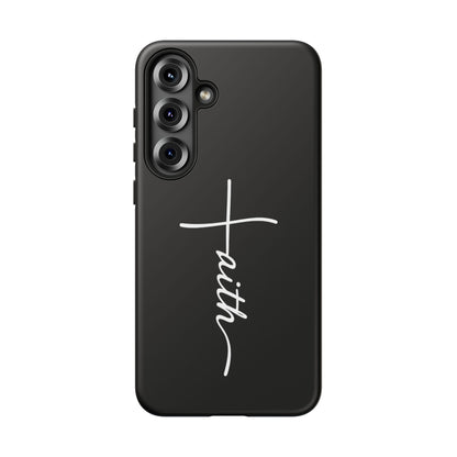 Faith Cross Phone Case, Christian Aesthetic Minimalist Black Matte Case, Religious Gift iPhone Samsung Cover