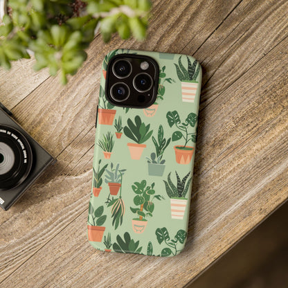 Plant Lover Phone Case | Cute Potted Plants Pattern | Botanical Aesthetic Tough Case