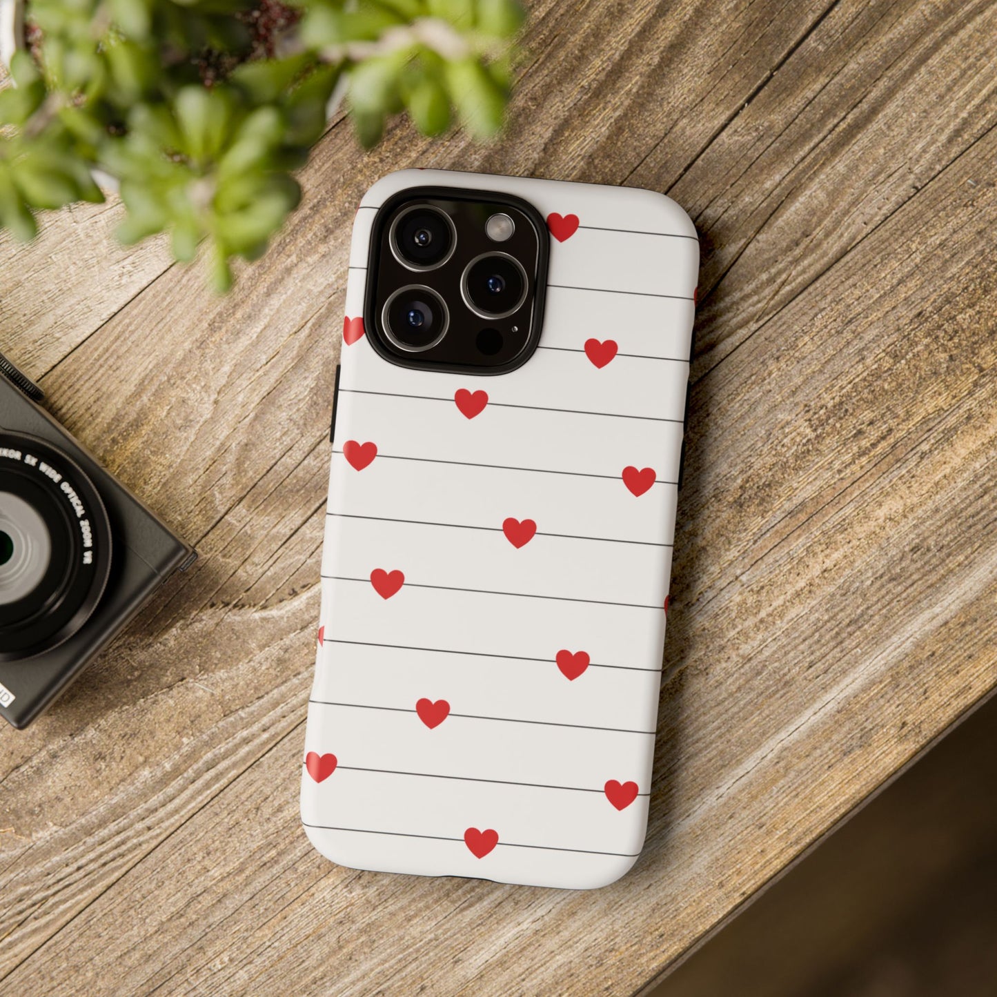 Red Heart Stripe iPhone Case | Tough Shockproof Love Aesthetic Cover