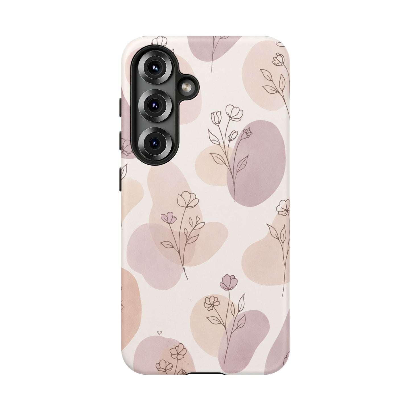 Blush Floral Phone Case Neutral Botanical Watercolor Tough Cover