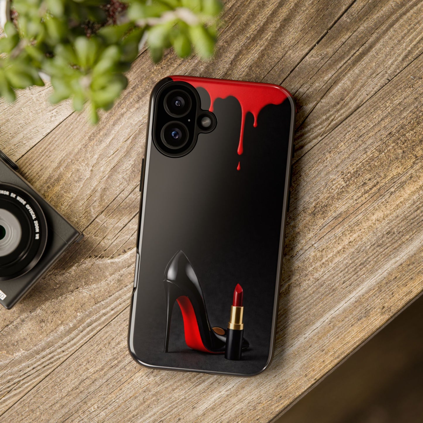 Dark Feminine Red Drip Phone Case – Gothic Glam Tough Cover