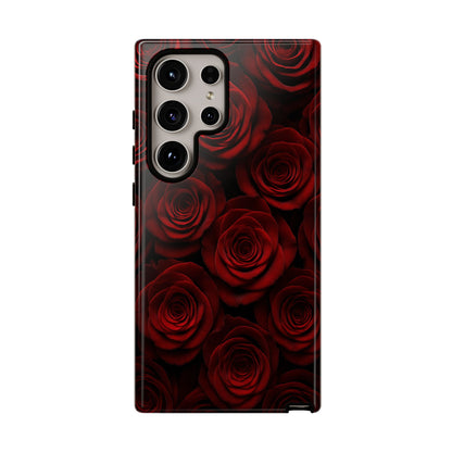 Dark Red Rose Phone Case – Gothic Floral Tough Case (iPhone, Samsung, Pixel)