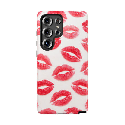 Red Lipstick Kiss Phone Case – Sexy Lip Print Pattern Tough Protective Cover